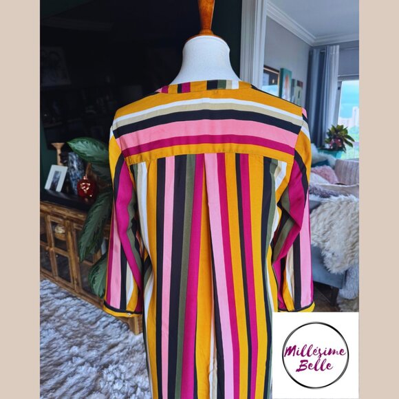 Button Down Multi-Color Striped Tunic - Picture 5 of 7